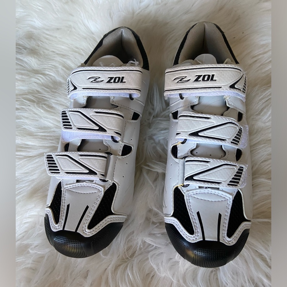 Zol Stage Road Bike Cycling Spin Shoes with Cleats White